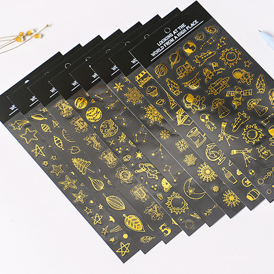 สติกเกอร์ pvc ลาย Look at the World Gilding สําหรับตกแต่งไดอารี่ สมุดไดอารี่
