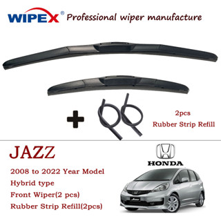 (ปี 2008 ถึง 2022) ชุดใบปัดน้ําฝน ด้านหน้า และแถบยางเติม 4 ชิ้น สําหรับ Honda Jazz Fit Car Window Wipers Bundle