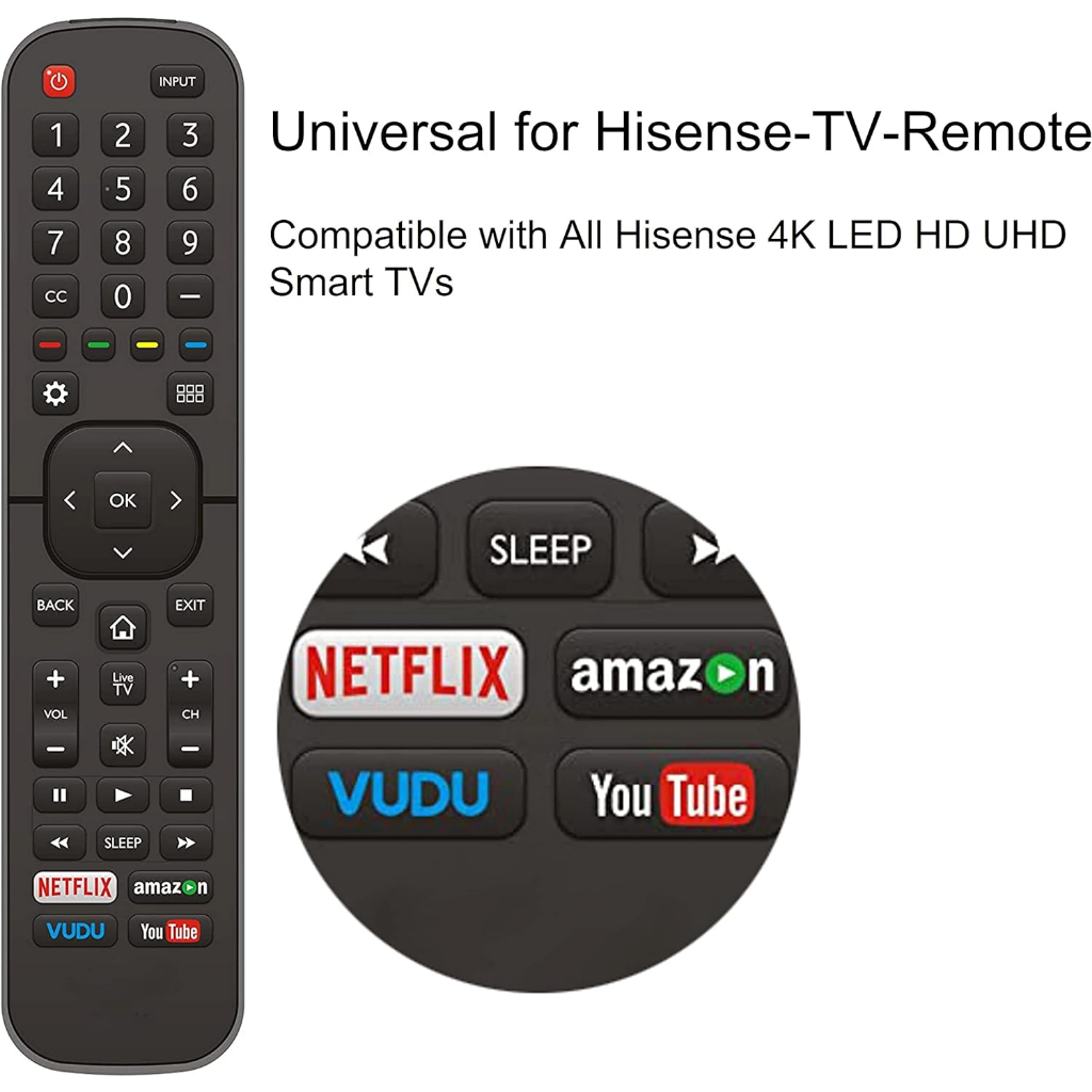 รีโมตทีวี Hisense 4K LED HD UHD สําหรับสมาร์ททีวีทุกรุ่น ไม่ต้องติดตั้ง