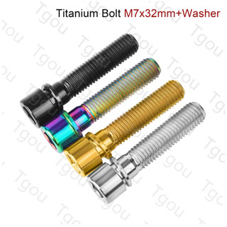 Tgou หัวน็อตไทเทเนียม M7X32 มม. พร้อมสกรูแหวนรอง 6AL-4V Ti Bolts GRADE 5