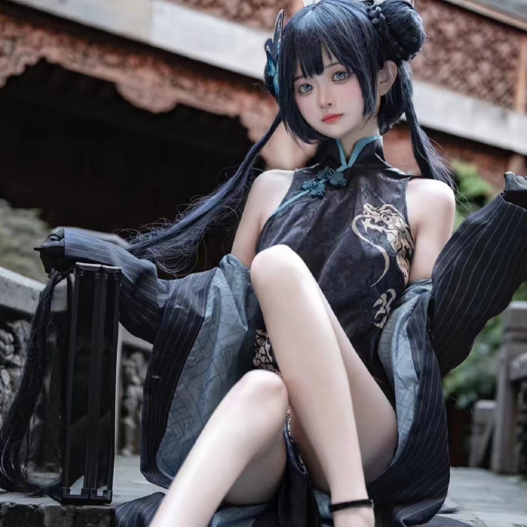 Blue Archive kisaki cosplay Costume ชุดกี่เพ้า เครื่องแต่งกายคอสเพลย์ ผ่าข้างสูง สไตล์ฮาโลวีน สําหรับผู้หญิง Cheongsam suit Loli windbreaker​Anime Game Halloween碧蓝档案妃咲