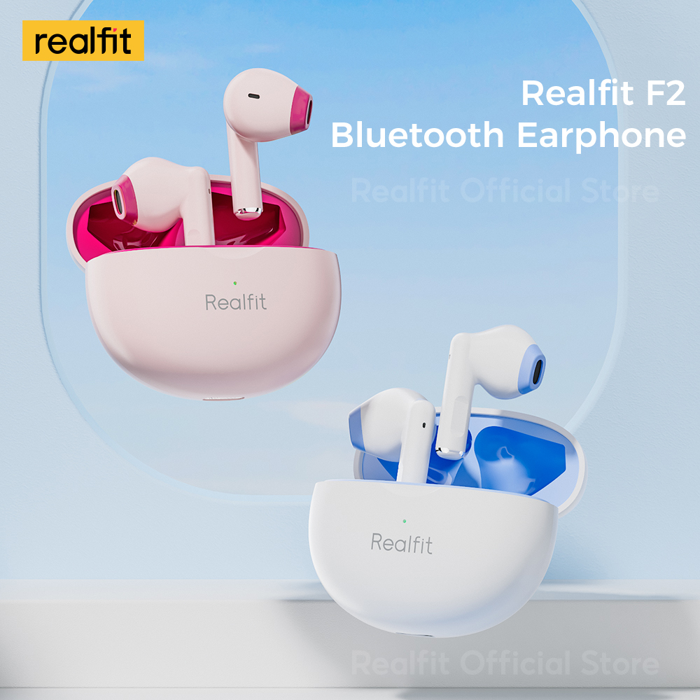 Realfit F2 หูฟังบลูทูธไร้สาย พร้อมไมโครโฟน เบสหนัก ฟัง เล่นได้นาน