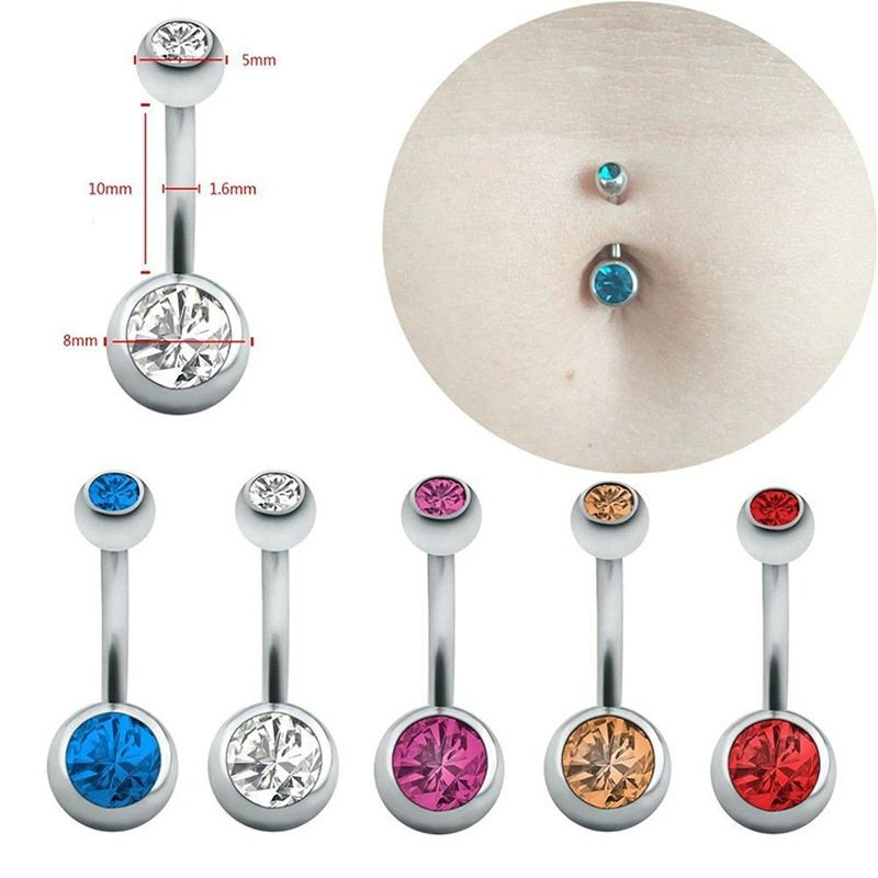 เครื ่ องประดับเจาะร ่ างกาย , คลาสสิกสแตนเลส Double Ball คู ่ เพชรแหวนปุ ่ ม Belly ปุ ่ มเล ็ บ , สีต ่ างๆสําหรับเลือก