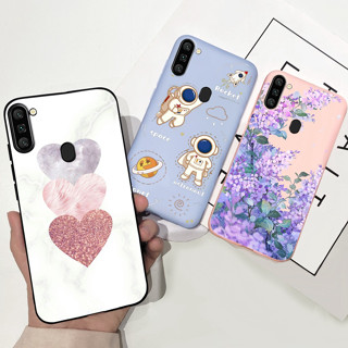 เคสซิลิโคนนิ่ม ลายดอกไม้ หัวใจ สําหรับ Samsung A11 A12 A21s Samsung A11 A15F A125F A217F