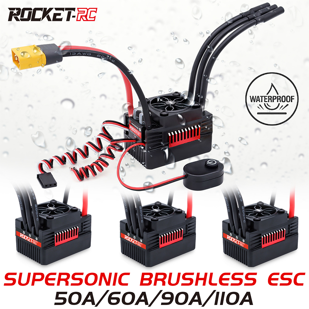 Rocket-rc กันน้ํา Brushless ESC สําหรับ Sensorless มอเตอร์ไร้แปรง Rocket 50A 60A 90A ESC กันน้ําควบค