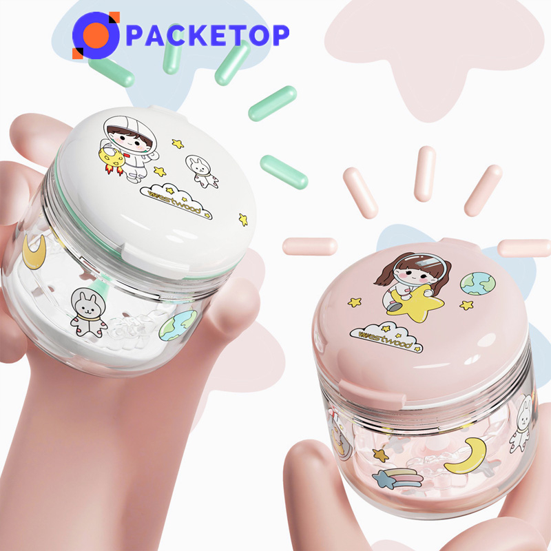 กล่องใส่รีเทนเนอร์น่ารัก กระปุกล้างรีเทรนเนอร์ทรงสูง มีกระจก พกพาง่าย ลายน่ารัก กล่องรีเทนเนอร์จัดฟัน กล่องจัดเก็บฟันปลอม