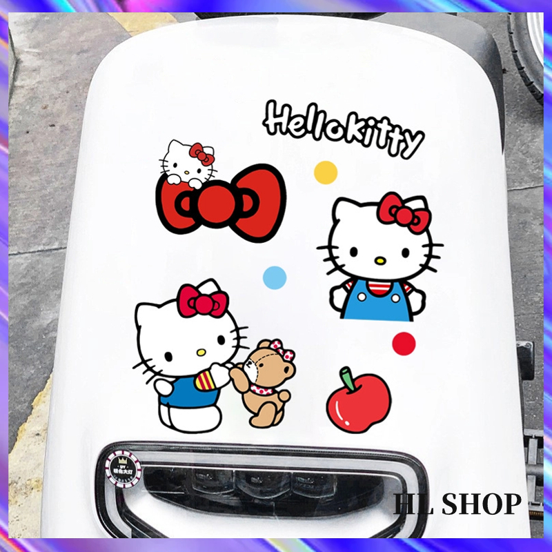 Hl สติกเกอร์ ลายการ์ตูนคิตตี้ กันน้ํา สําหรับติดตกแต่งหมวกกันน็อค รถจักรยานยนต์