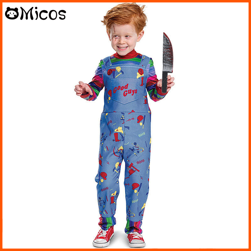 Chucky Cosplay Costume for Boys Girls Child's ชุดจั๊มสูทคอสเพลย์ Chucky Season 2 เหมาะกับเทศกาลฮาโลว