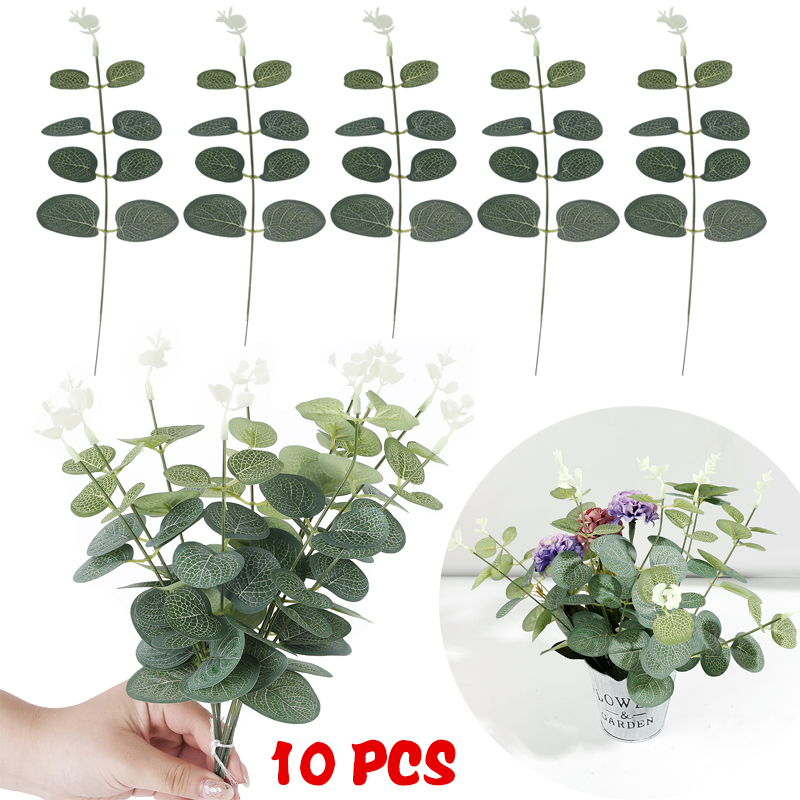 10 ชิ้น ต้นยูคาลิปตัส ใบไม้ พร้อมเมล็ดดอกไม้ประดิษฐ์ สีขาว สําหรับตกแต่งบ้าน งานแต่งงาน ปาร์ตี้คริสต์มาส