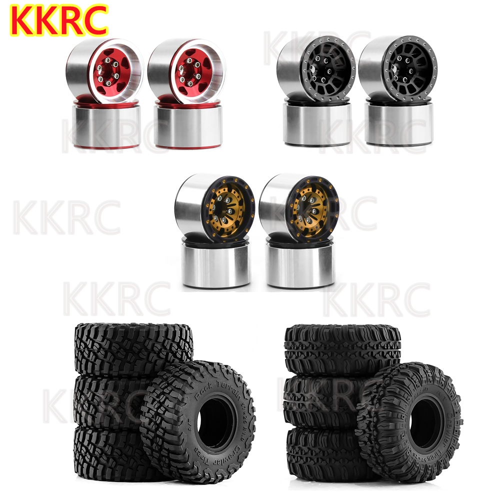 ยางล้อบีดล็อก โลหะ ขนาด 1.0 นิ้ว สําหรับรถไต่หินบังคับ 1/18 TRX4M 1/24 SCX24 AX24 FMS FCX24 Enduro24 4 ชิ้น