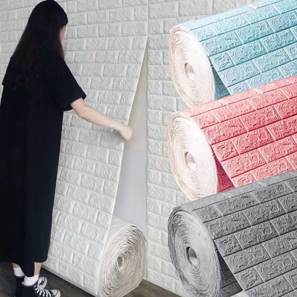 35x100 ซม สติกเกอร์วอลเปเปอร์โฟม มีกาวในตัว 3d กันน้ํา กันชน  สําหรับตกแต่งห้องนอน ห้องน้ํา diy