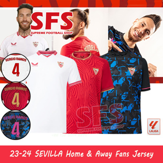 【SFS】เสื้อกีฬาแขนสั้น ลายทีมชาติฟุตบอล SEVILLA 23-24 ชุดเหย้า ทรงหลวม คุณภาพสูง ไซซ์ S-2XL