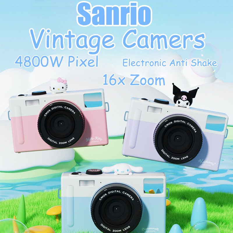 Sanrio Kawaii กล้องวิดีโอซูม 4800W พิกเซล 16x ลายการ์ตูน Hello Kitty Cinnamoroll Kuromi สําหรับเด็ก