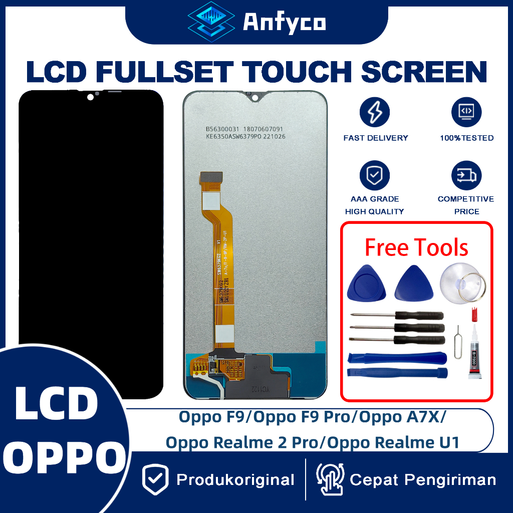 Oppo F9 / OPPO F9 Pro / OPPO A7X / Realme 2 Pro / Realme U1 หน้าจอสัมผัส LCD ดิจิไทเซอร์ พร้อมเครื่องมือซ่อมแซมฟรี