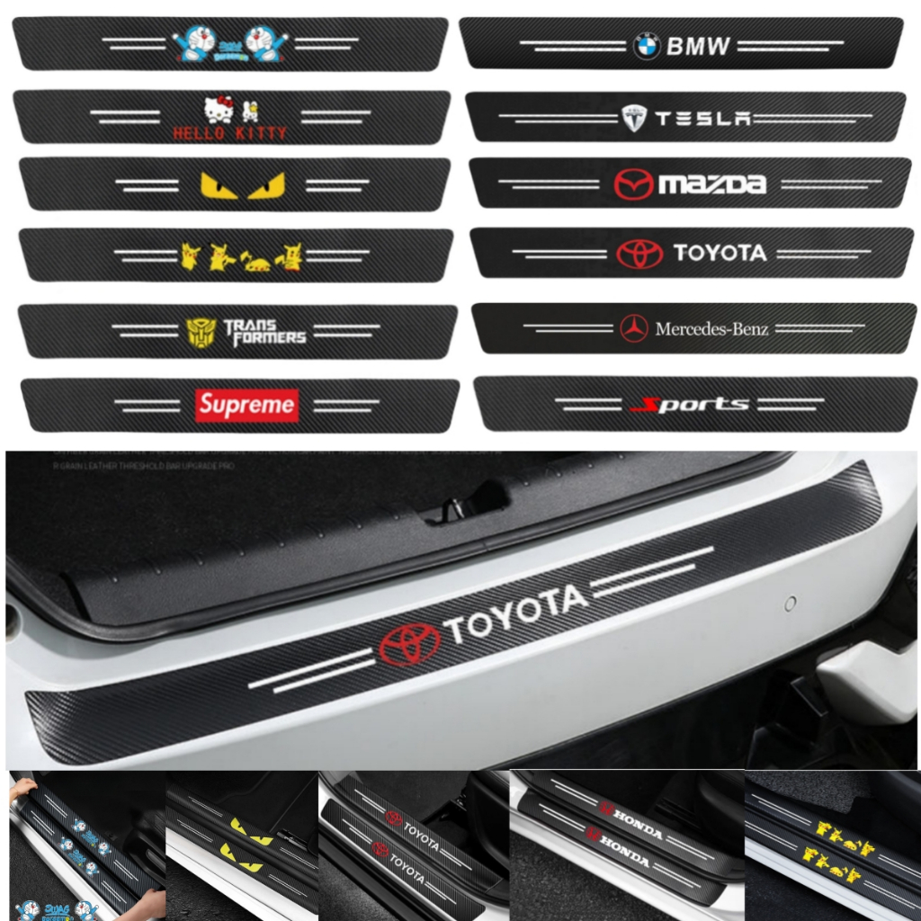 สติกเกอร์คาร์บอนไฟเบอร์ ป้องกันรอยขีดข่วน มีกาวในตัว สําหรับติดขอบประตูรถยนต์ รถบรรทุก SUVs 5 ชิ้น