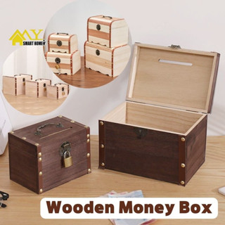 Ready StockTraditional Retro Wooden Piggy Bank Large With Lo…