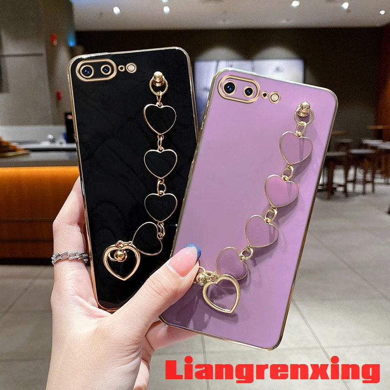 เคสโทรศัพท์มือถือ ซิลิโคนนิ่ม กันกระแทก พร้อมสายคล้องมือ ลายหัวใจ สําหรับ iphone 7 plus 8 plus se 2 2020 ipnone se3 2022 DDAX01