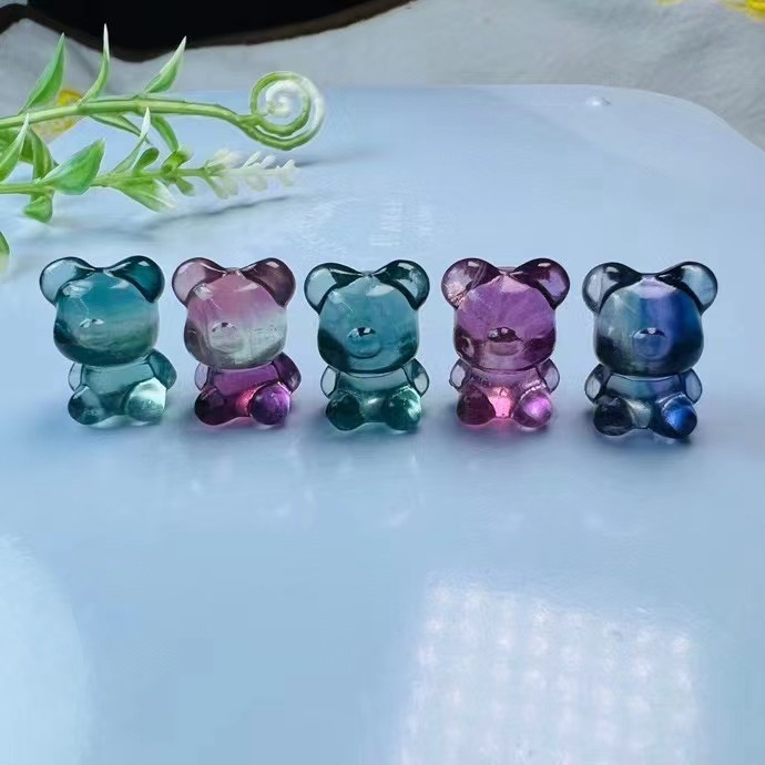 ธรรมชาติ Fluorite Bear เครื่องประดับน่ารัก diy Lucky Accessories Simple All-Match ของขวัญ