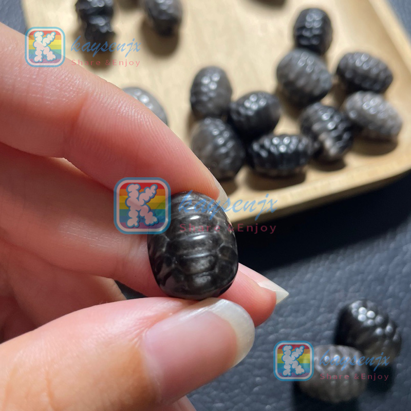 Kaysenjx ชาร์มเงินออบซิเดียนธรรมชาติ รูปเต่า เปลือกหอย ประดับคริสตัล DIY