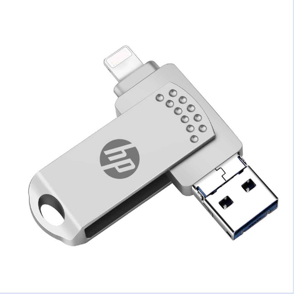 ของแท้ แฟลชไดรฟ์ USB 3 in1 สําหรับ iPhone 8 X 11 12 Pro ipad OTG Pen Drive HD Memory Stick