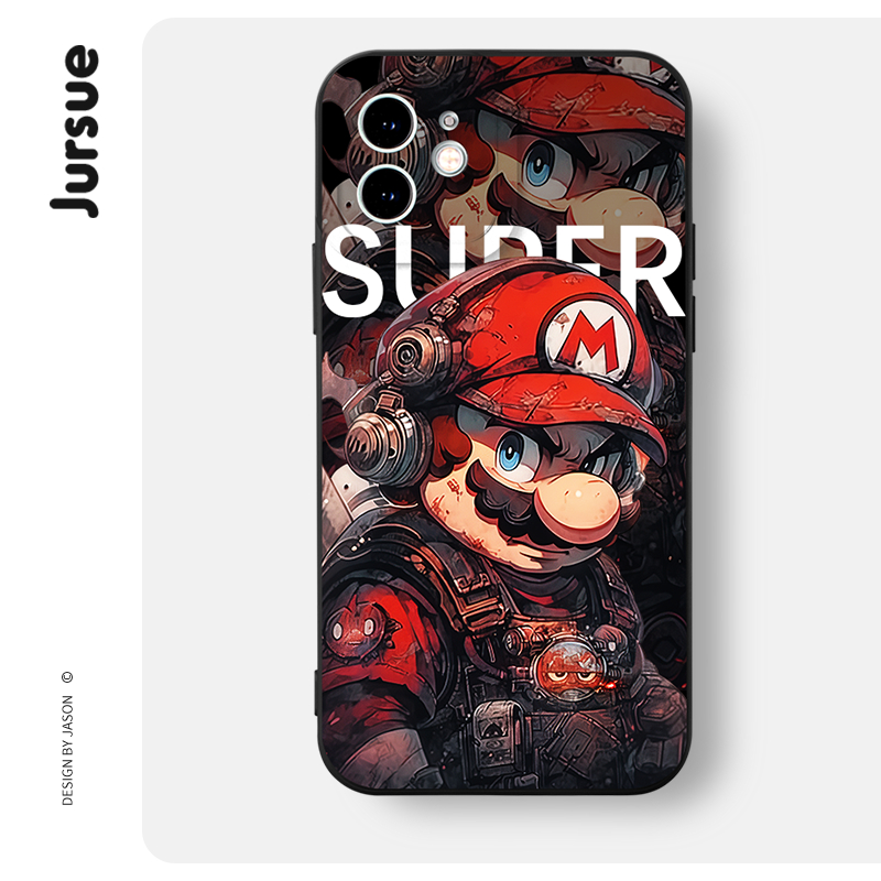 JURSUE เคสไอโฟน เคสซิลิโคนนุ่มกันกระแทกการ์ตูนอนิเมะตลก เคสโทรศัพท์ สีดำ Compatible for iPhone 16 15 14 13 12 11 Pro Max SE 2020 X XR XS 8 7 Plus พลัส XYH2207