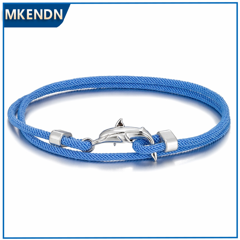 Mkendn สีเงินสร้อยข้อมือปลาโลมาสองชั้น 3 มม.เชือกมิลาน Simple Unisex สร้อยข้อมือกลางแจ้งสร้อยข้อมือเครื่องประดับ Fine