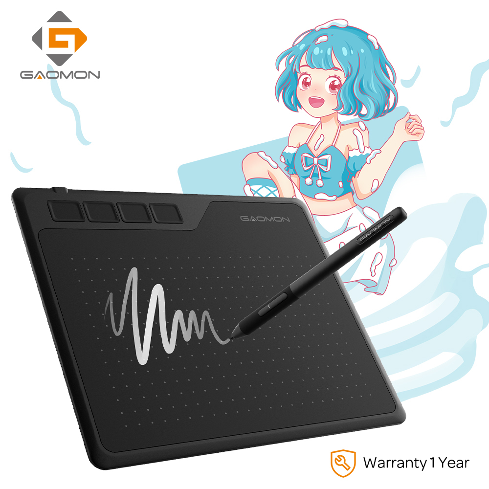 Gaomon S620/S630/S830 แท็บเล็ตกราฟิก 6.5 X 4 นิ้วปากกาพร้อมปุ่มด่วนและแบตเตอรี่ฟรี