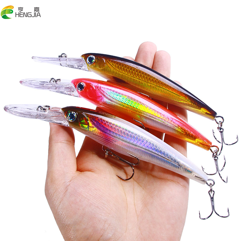 Hengjia เหยื่อตกปลาพลาสติกแข็ง ตา 3D 170 มม. 30.8 กรัม สําหรับลิ้นยาว 1 ชิ้น