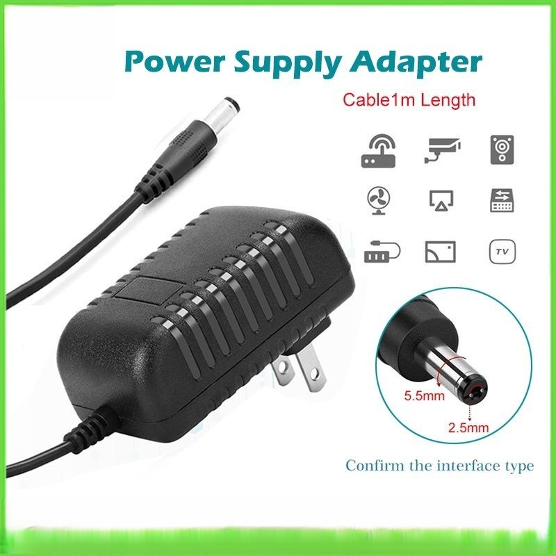 12V 2A แหล่งจ่ายไฟ Adaptor AC 100-240V ถึง DC 12V อะแดปเตอร์สําหรับกล้องวงจรปิดความปลอดภัย/ทีวี Plus