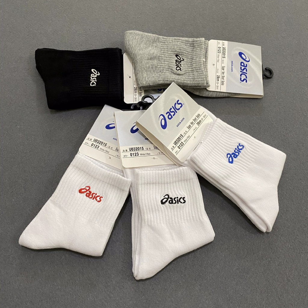 Asics ถุงเท้ากีฬาวอลเลย์บอล แบดมินตัน ผ้าฝ้ายแท้ แบบหนา สําหรับผู้ชาย