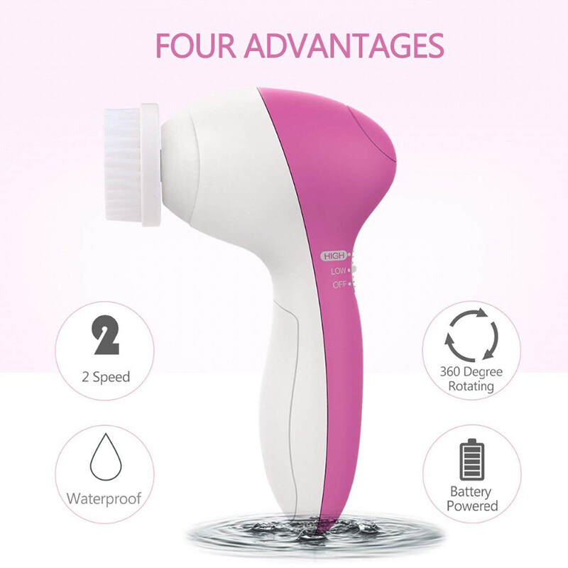 เครื่องขัดหน้า เครื่องนวดหน้า5in1 beauty care massagerแปรงล้างหน้า แปรงนวดหน้า แปรงขัดหน้าเครื่องขัดและนวดหน้า5หัวเปลี่ยนได้HZ66