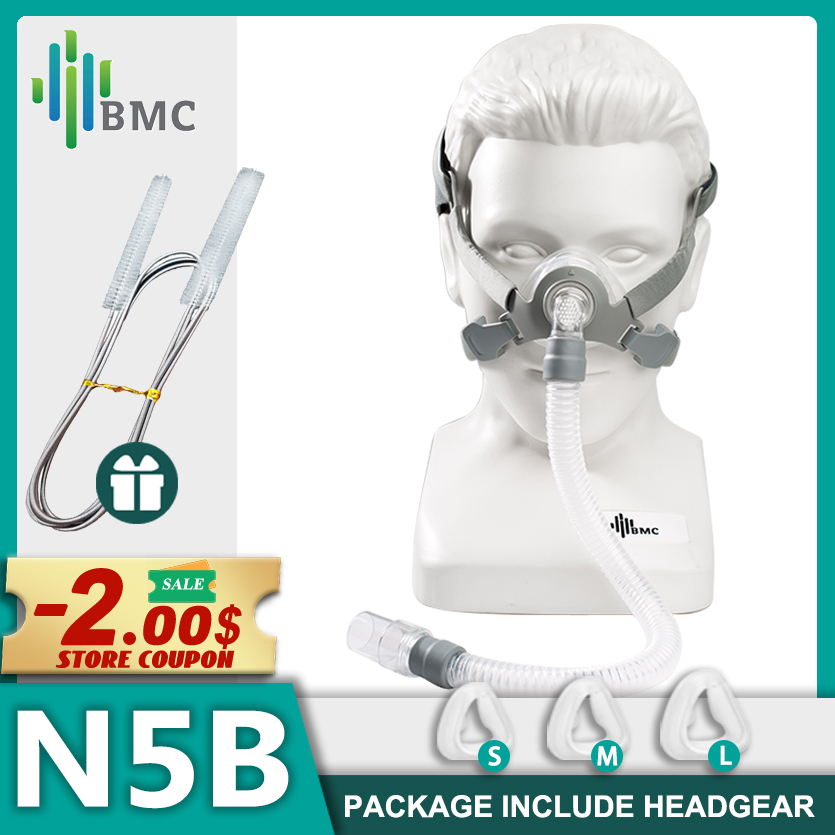 Bmc N5B หน้ากากปิดจมูก CPAP พร้อมอุปกรณ์ ของแท้จากโรงงาน 3 ขนาด สําหรับเครื่อง CPAP นอนกรน