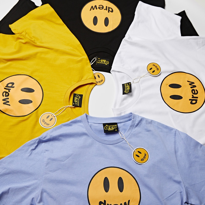พร้อมส่ง เสื้อยืดแขนสั้น ผ้าฝ้าย พิมพ์ลาย Justin Bieber with Drew Smiles House สําหรับผู้ชาย และผู้หญิง