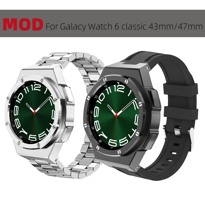 ชุดดัดแปลงสายนาฬิกาข้อมือ โลหะสเตนเลส สําหรับ Samsung Watch 6 classic 43 มม. 47 มม.