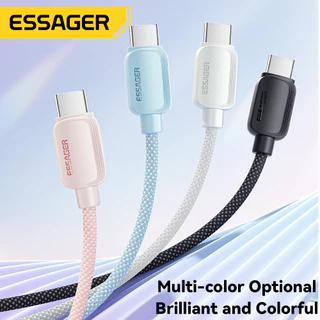 Essager W 100W 5A Type C To Type C สายชาร์จข้อมูล ชาร์จเร็ว สีดํา สีขาว สีฟ้า สีชมพู