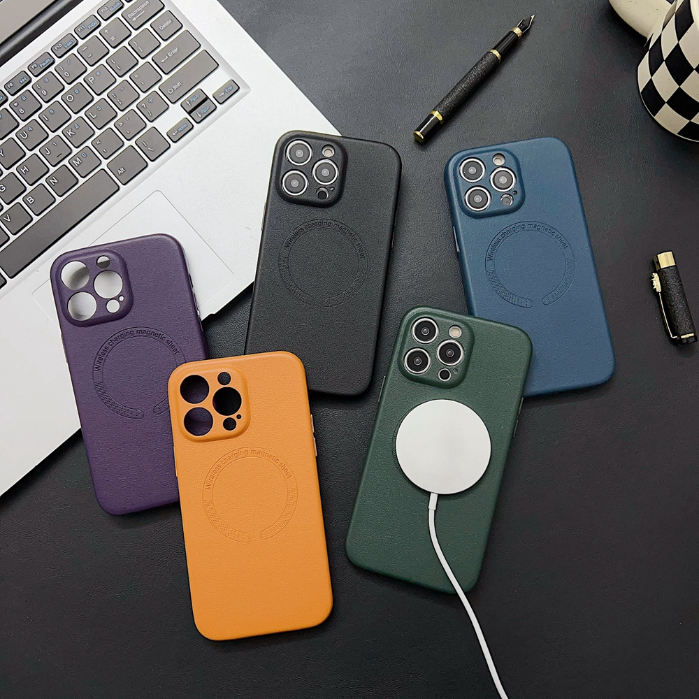 เคสหนัง ไมโครไฟเบอร์ รองรับการชาร์จแบบไร้สาย สําหรับ iPhone 15 14 13 12 Pro Max 14 Plus