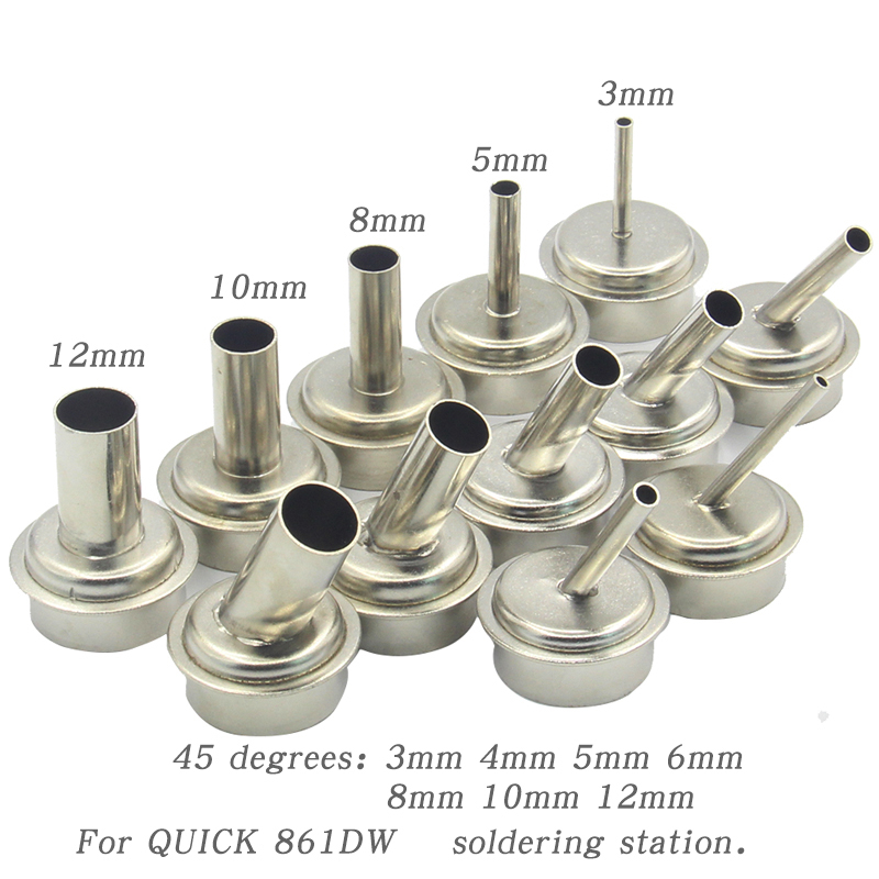 หัวฉีดลมร้อน ทรงโค้ง งอได้ 45 90 องศา สําหรับ QUICK 861DW 3 5 7 8 10 12 มม.