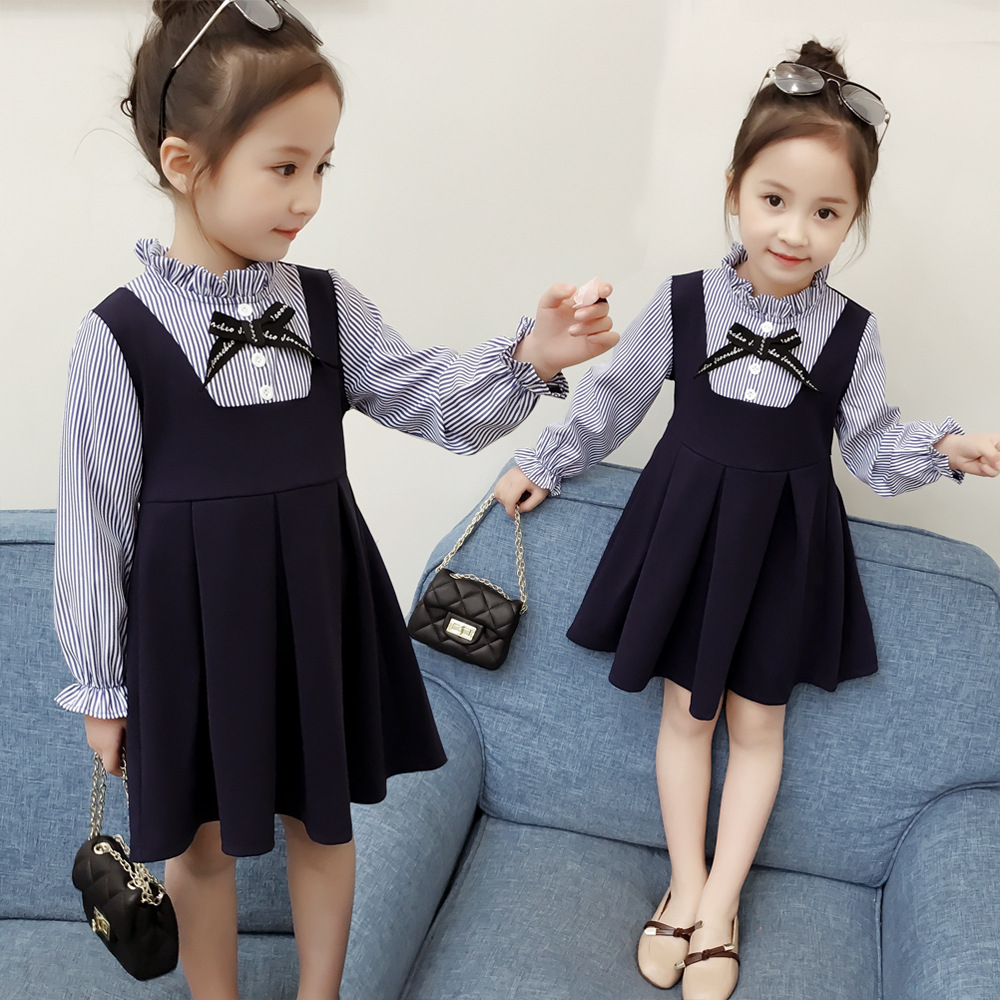 Kids ชุดเดรสเด็กผู้หญิง (สีกรม) รุ่น B73