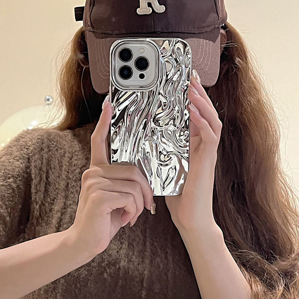 หรูหราชุบเงินสีชมพูดีบุกกระดาษกรณีโทรศัพท์สําหรับ ไอโฟน 17โปรแม็กซ์ 17มือโปร 16โปรแม็กซ์ 15 14 13 12 มือโปร สูงสุด ระลอกน้ํากันกระแทกซิลิโคนอ่อนนุ่มปกผู้ชายผู้หญิงปลอก - รูปที่ 2