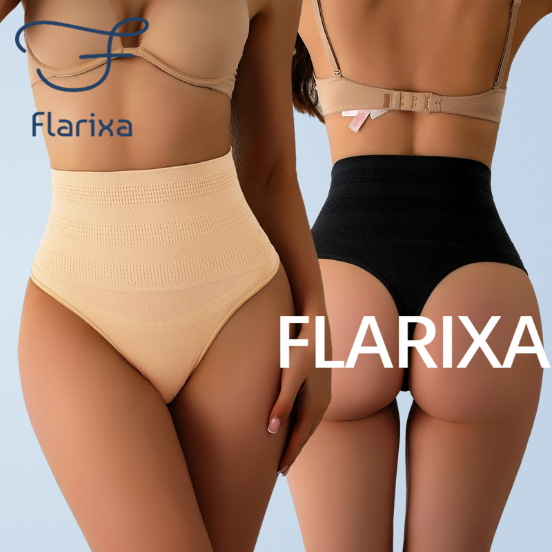 Flarixa กางเกงในผู้หญิงเอวสูง เก็บพุง กระชับหน้าท้อง แบบไร้ขอบ ทรงจีสตริง Seamless ใส่สบาย