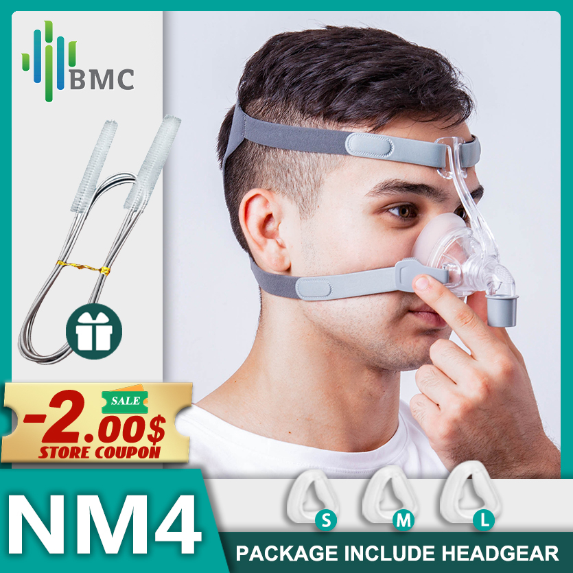 Bmc NM4 หน้ากากปิดจมูก สําหรับใบหน้า พร้อมหมวก และ SML 3 ขนาด CPAP และ CPAP Mask นอนกรน