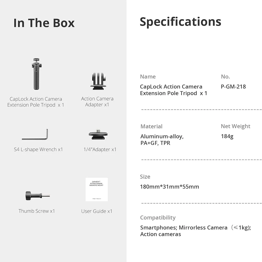 【ร้านค้าอย่างเป็นทางการ】PGYTECH CapLock ไม้เซลฟี่สติกทริปอ็อปสำหรับ DJI POCKET 3 สมาร์ทโฟน/กล้องมิเรอร์เลสกล้องแอคชั่น ขาตั้งขยาย thumbnail 9