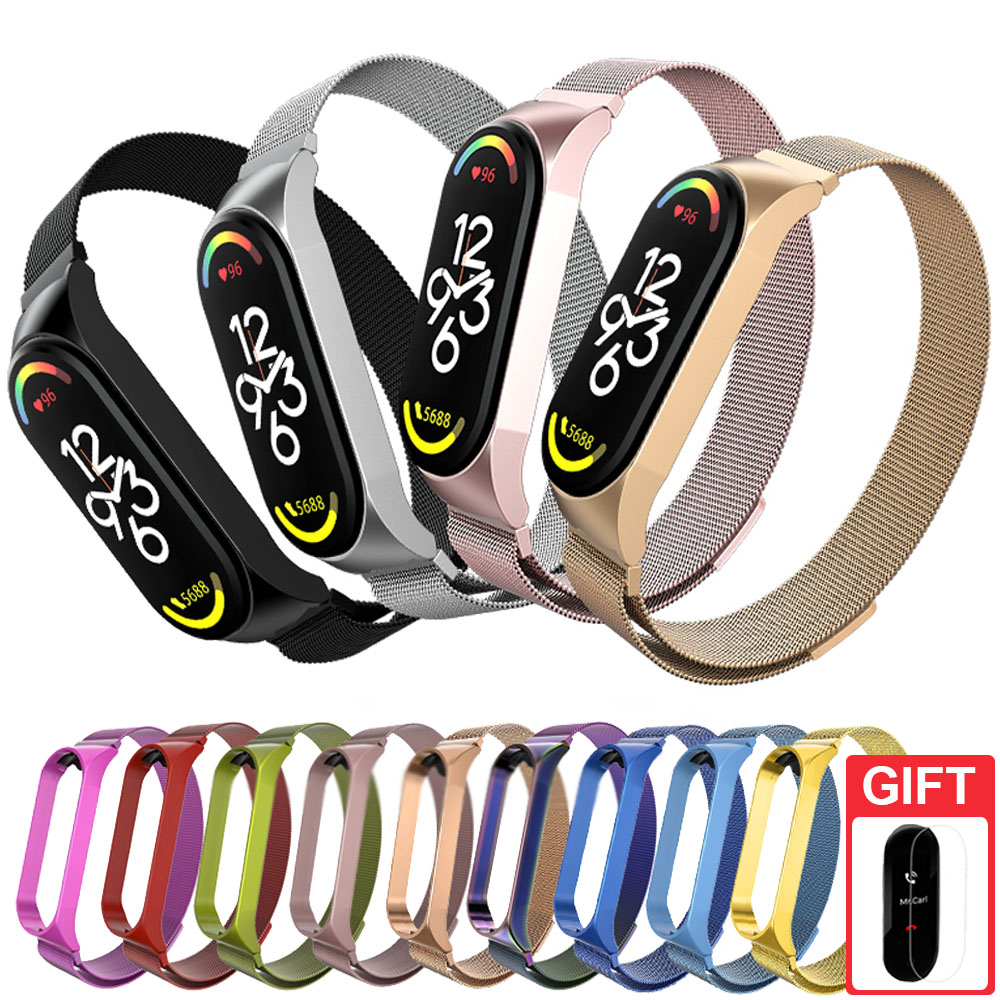 สายโลหะสร้อยข้อมือสแตนเลสสําหรับ Xiaomi Smart Band 10 9 8 7 / Mi Band 6 5 4 3