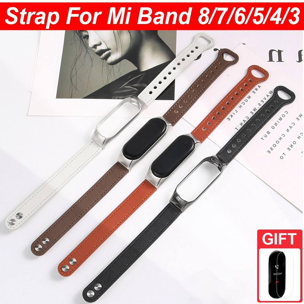การเปลี่ยนสร้อยข้อมือสายหนังสําหรับ Xiaomi Smart Band 10 9 8 7 / Mi Band 6 5 4 3