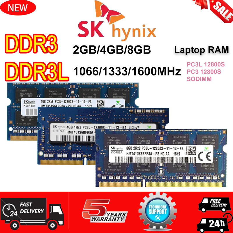 Sk Hynix แรมหน่วยความจําแล็ปท็อป โน้ตบุ๊ก DDR3 DDR3L 2GB 4GB 8GB 1066 1333 1600Mhz SODIMM