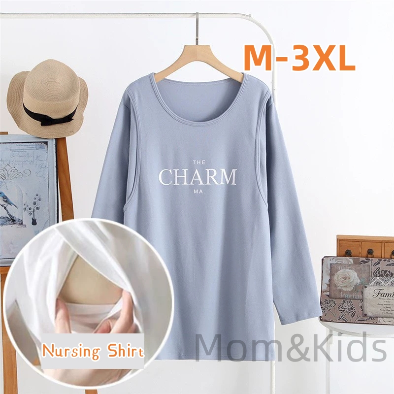 Mom&kids M-3XL เสื้อยืดพยาบาล สําหรับหญิงตั้งครรภ์ ให้นมบุตร