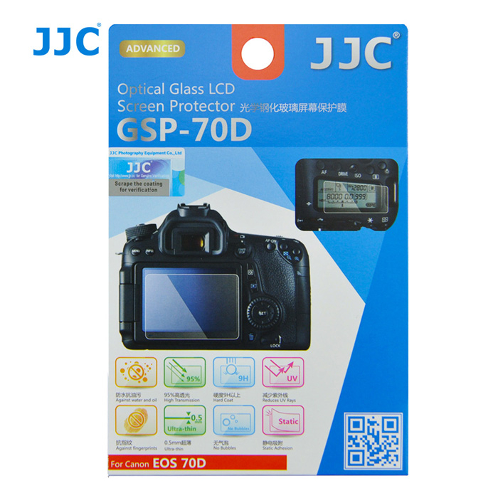 JJC กระจกนิรภัยกันรอยหน้าจอ HD สําหรับกล้อง Canon EOS 90D 70D 80D