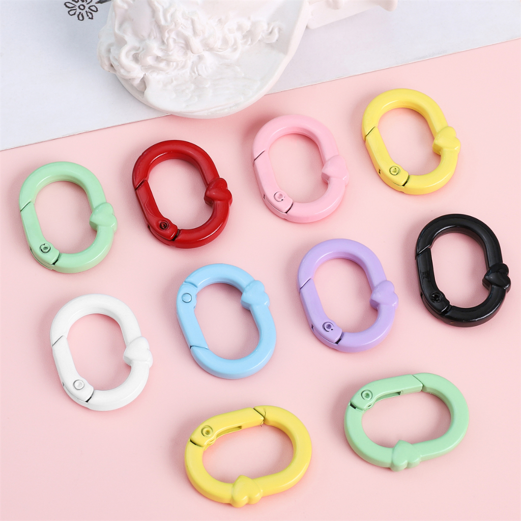 [21X28 มม.] พวงกุญแจโลหะผสม รูปหัวใจ พีช สปริงเพ้นท์สี DIY อุปกรณ์เสริม