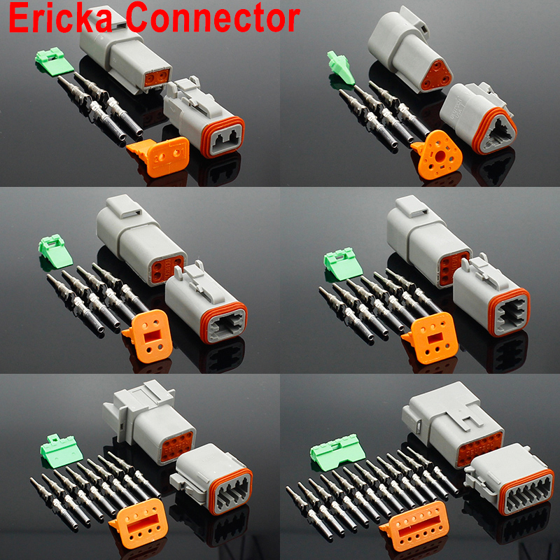 1 ชุด Deutsch DT Connector DT06-2S/DT04-2P 2P 3P 4P 6P 8P 12P กันน้ําไฟฟ้าสําหรับมอเตอร์รถยนต์พร้อม Pins 22-16AWG