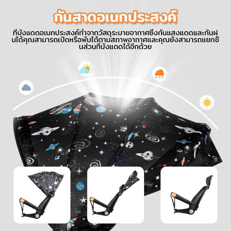 Beige รถเข็นเด็ก พับได้ เบาะใหญ่ ปรับเอน3ระดับ น้ำหนักเบา เหมาะพาเที่ยว เดินห้าง ใช้ทุกวัน ราคา ถูกที่สุด ดีลบีเคเค แกลเลอรีภาพที่ 7